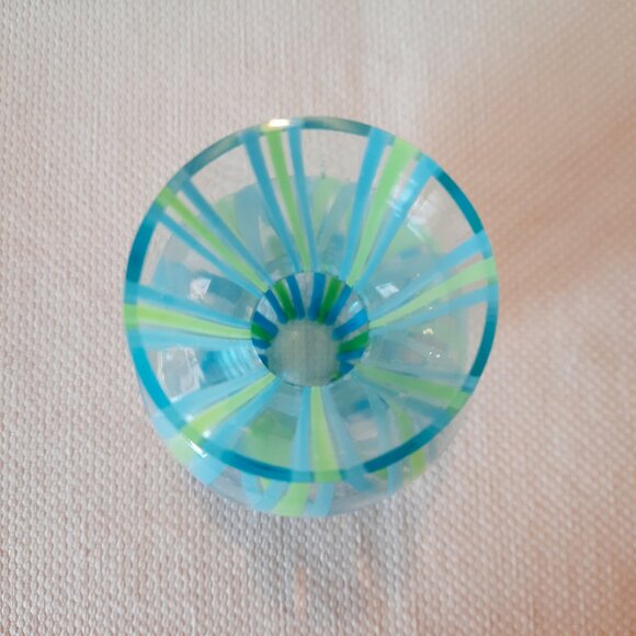 Vintage Blown Glass Swirl Vase, Blue and Green, 6 1/2"T - Picture 2 of 8